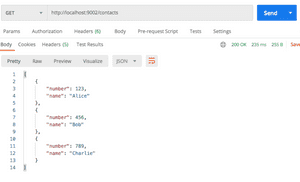 Contacts endpoint result